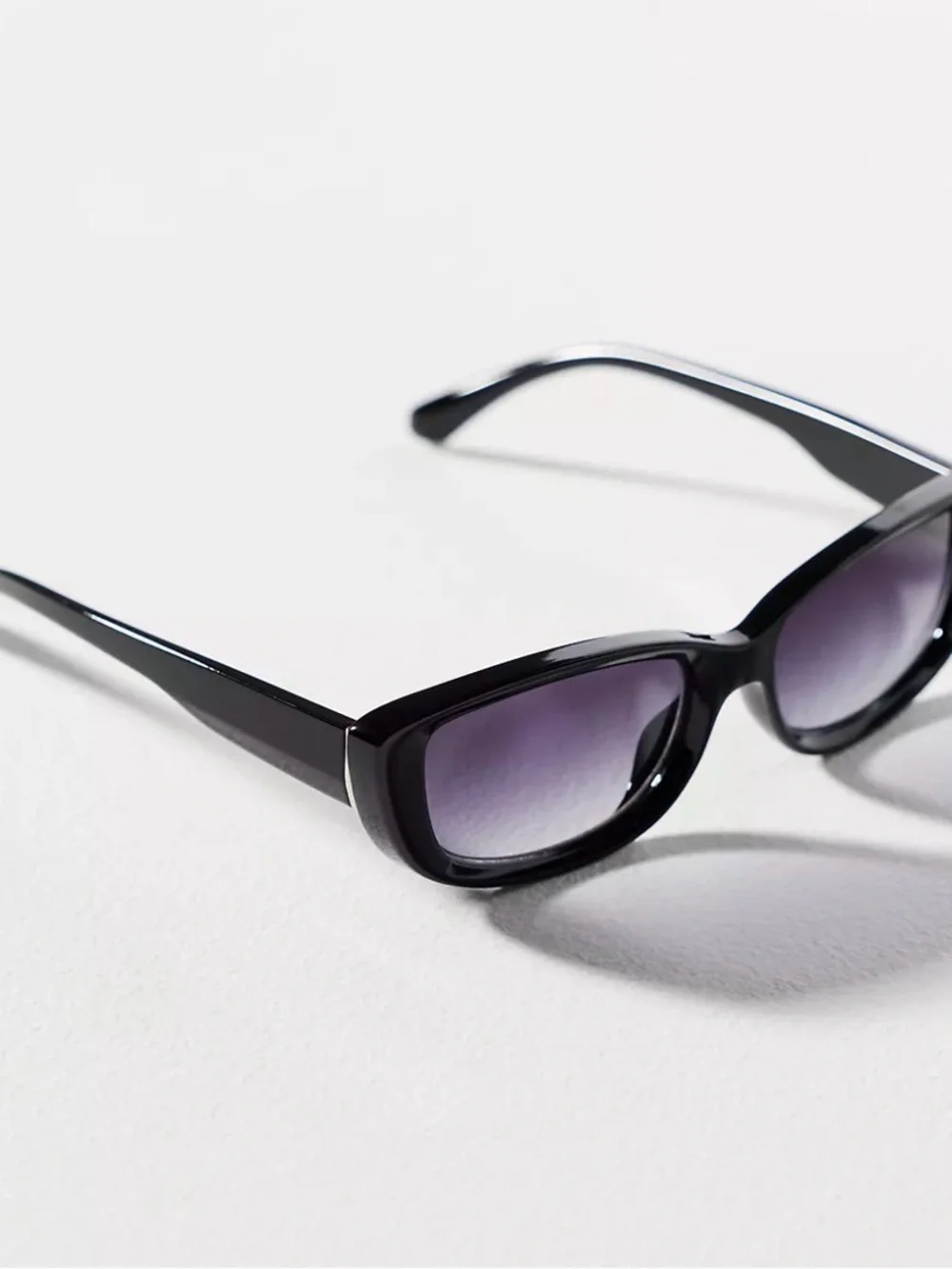 Anthropologie Reality Eyewear Slim Wrapped Oval Sunglasses Black NWT Preppy Chic
